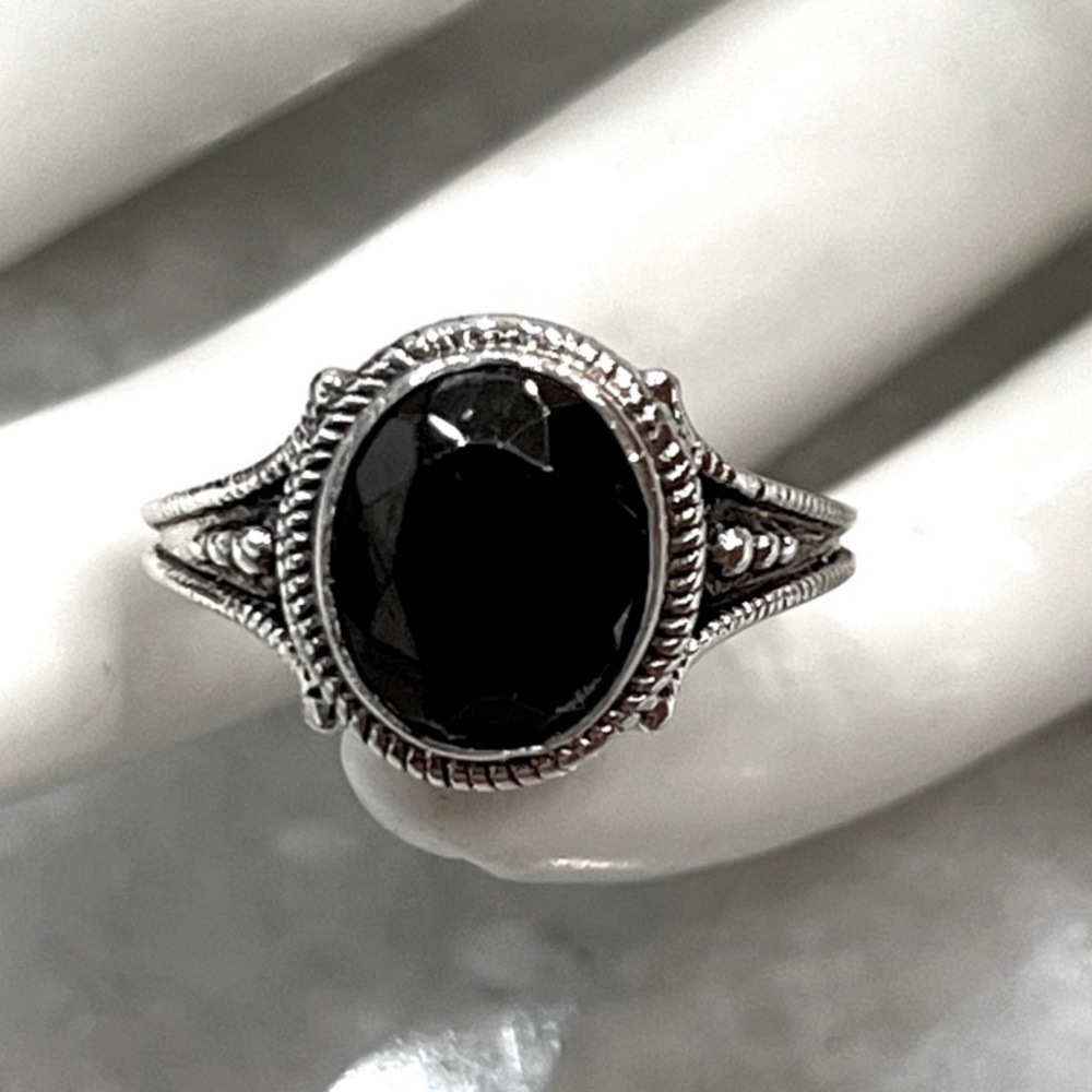 Shungite Sterling Silver Ring Sz 8